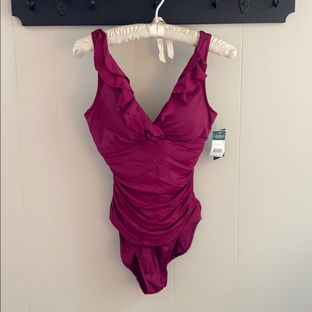 Ralph Lauren • Ruffle One Piece Swim • Sz 6 • Pink